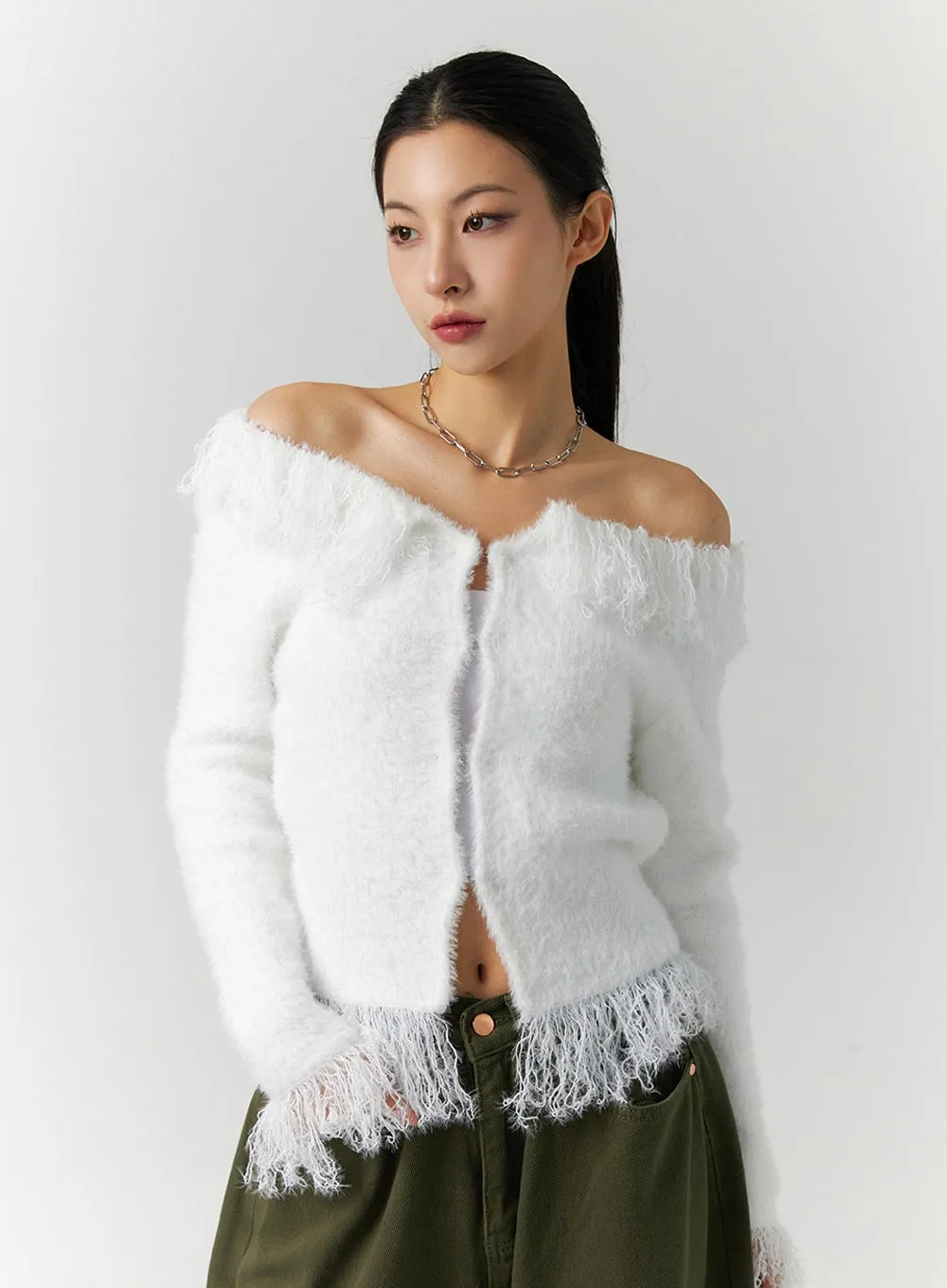 Zip-Up Fringe Cardigan ID305 sold by Lewkin product image thumbnail 3