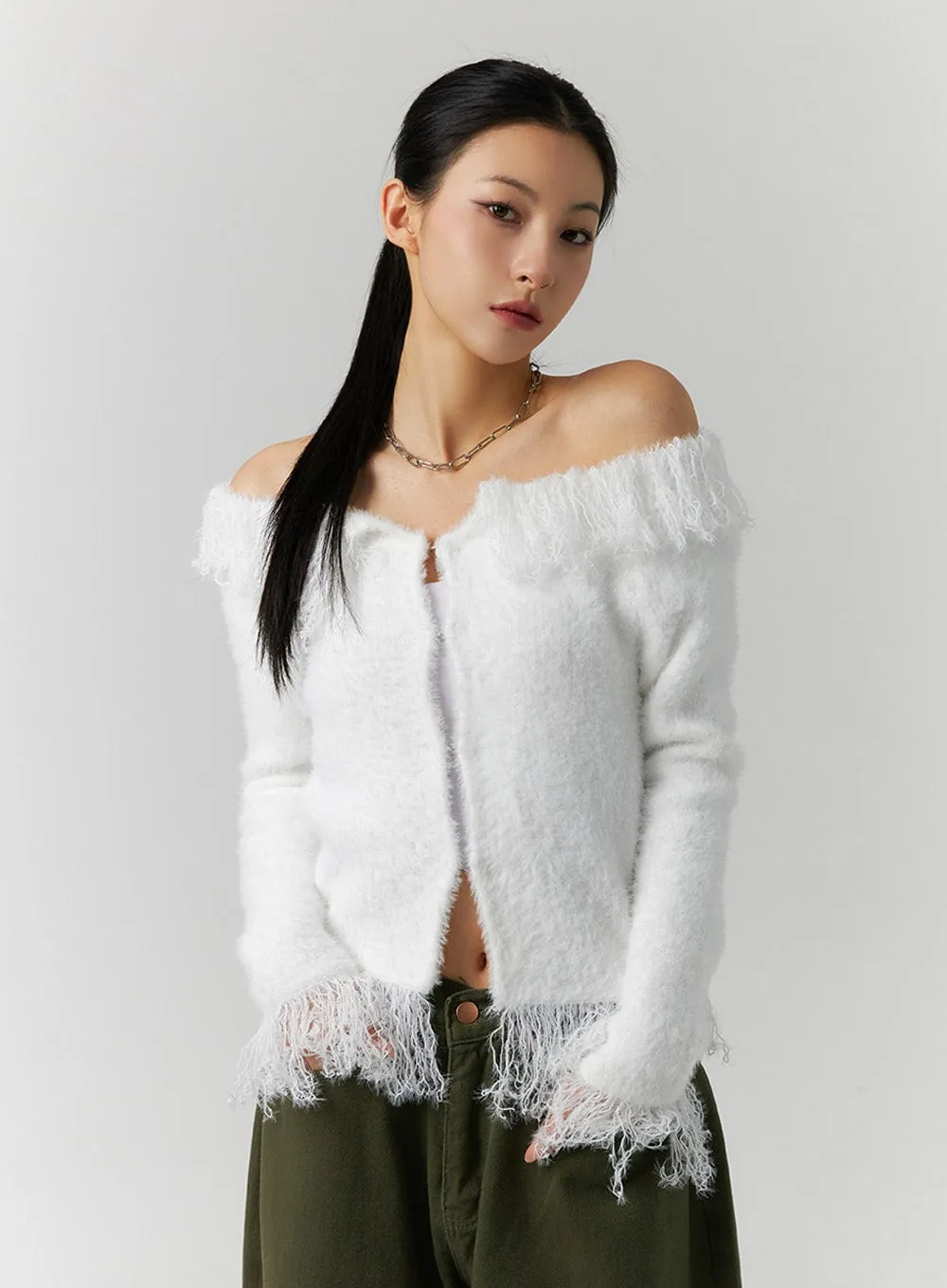 Zip-Up Fringe Cardigan ID305 sold by Lewkin product image thumbnail 4