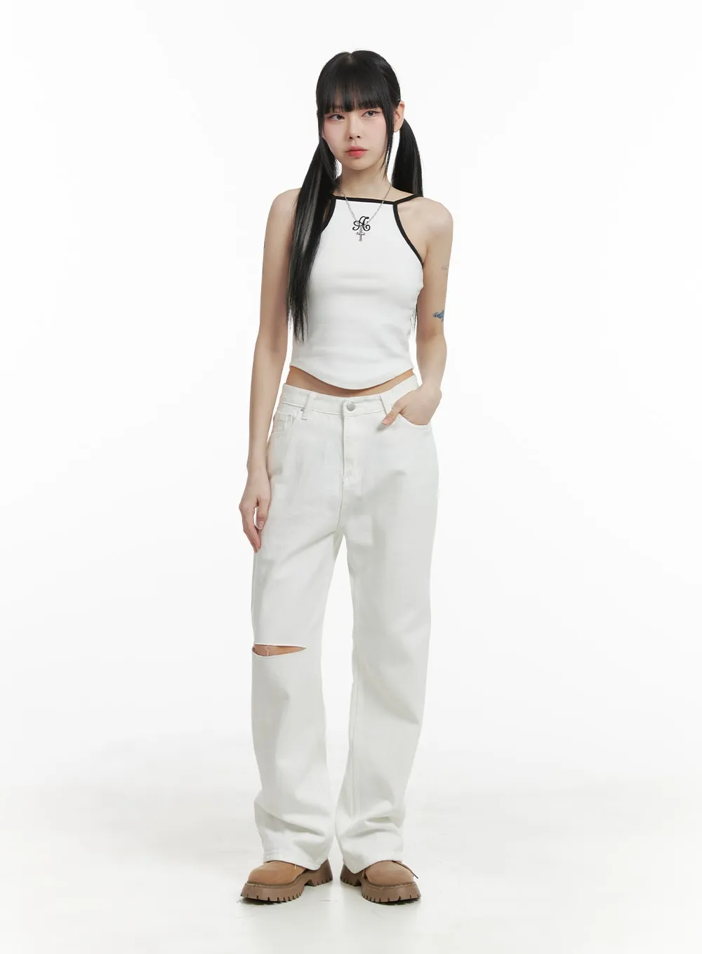 Embroidered Halter Top OM426 sold by Lewkin product image thumbnail 2