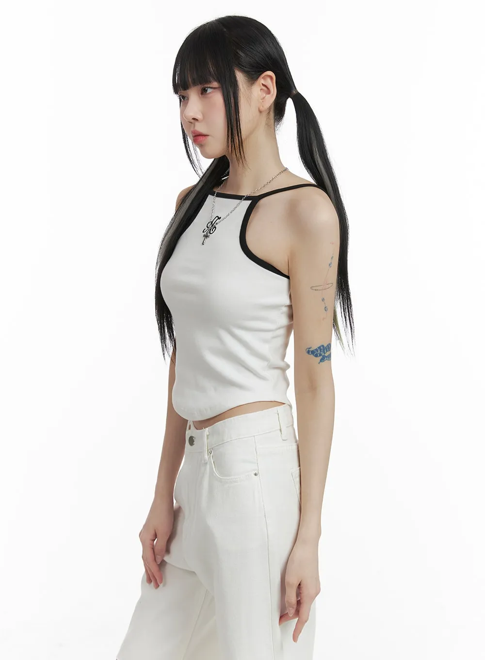 Embroidered Halter Top OM426 sold by Lewkin product image thumbnail 3