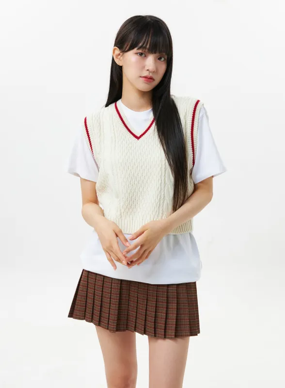 Checkered Pleated Mini Skirt OS302 sold by Lewkin