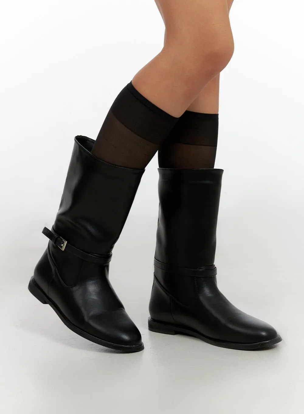 Buckle Faux Leather Boots IL409 sold by Lewkin product image thumbnail 2