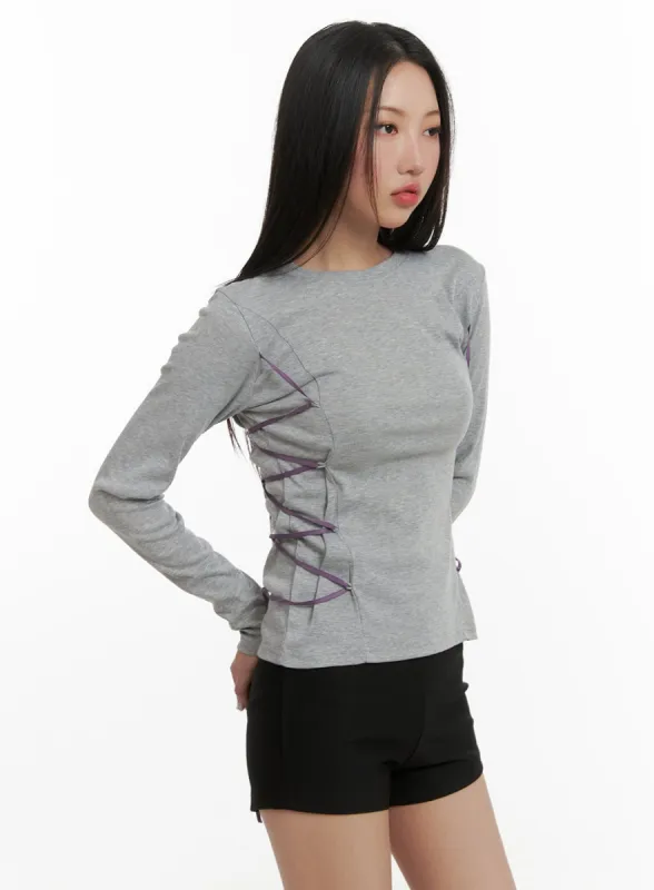 Side Strap Long Sleeve CY403 sold by Lewkin