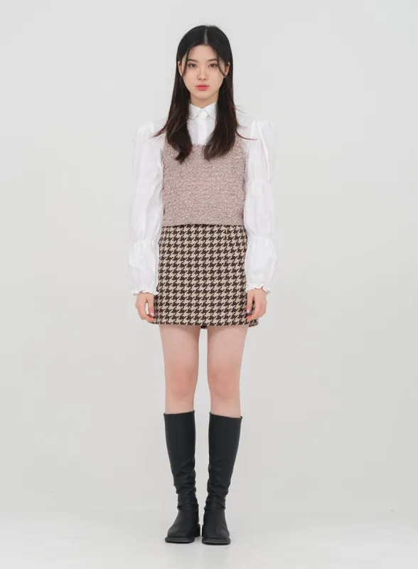 Houndstooth Check Mini Skirt J17 sold by Lewkin