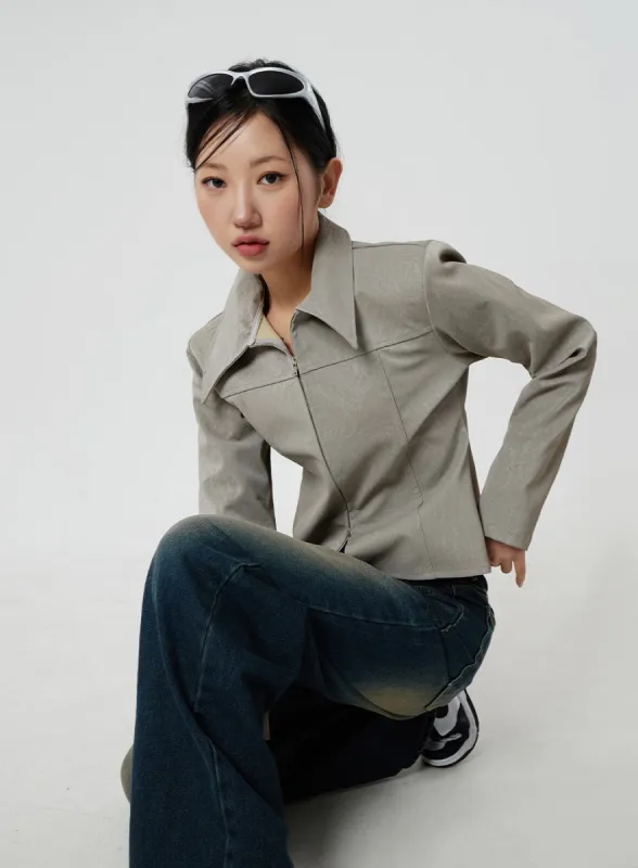 Faux Leather Jacket CF303 sold by Lewkin