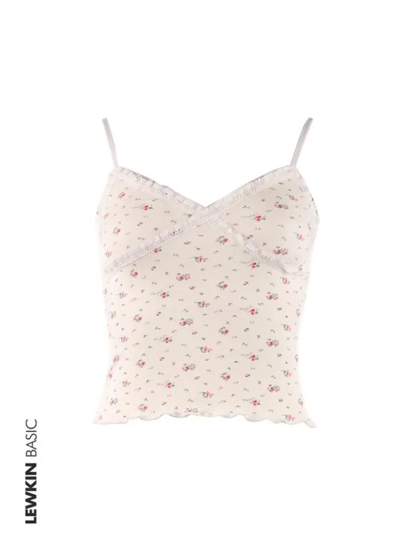 Floral Lace-Trimmed Camisole Top OF422 sold by Lewkin