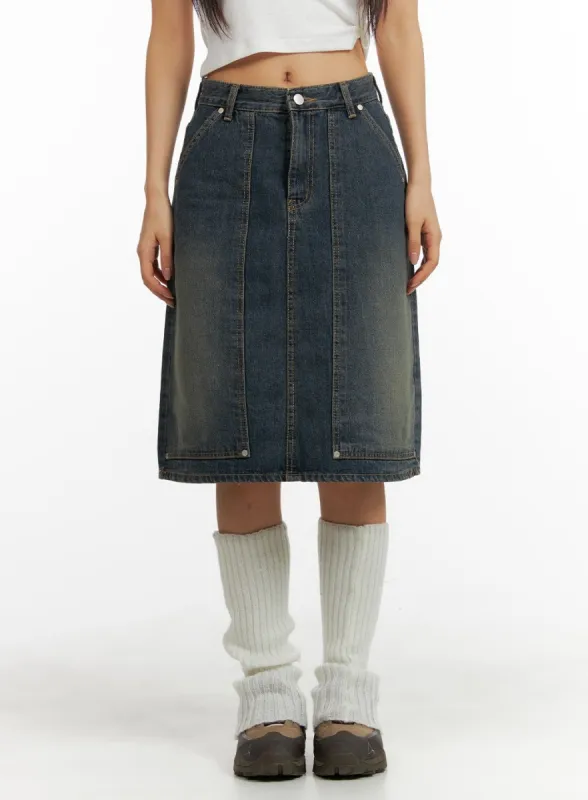 Vintage Denim Midi Skirt CM408 sold by Lewkin