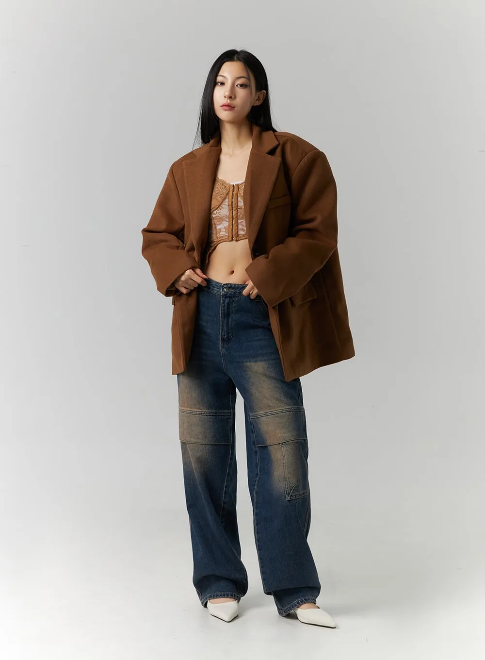 Washed Wide Leg Cargo Jeans ID306 sold by Lewkin product image thumbnail 3