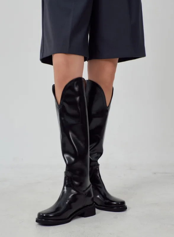 Faux Leather Knee High Boots IM315 sold by Lewkin