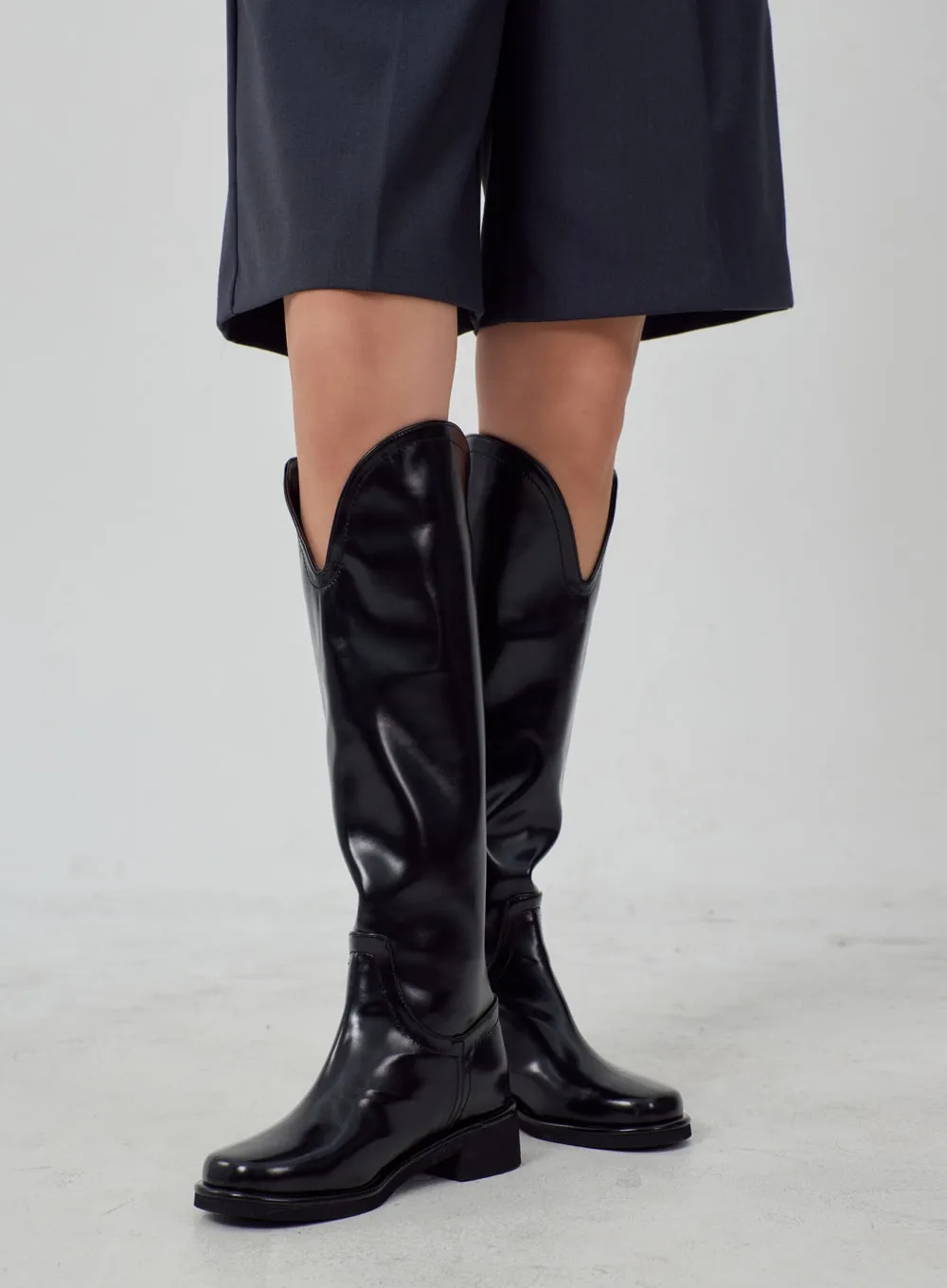 Faux Leather Knee High Boots IM315 sold by Lewkin