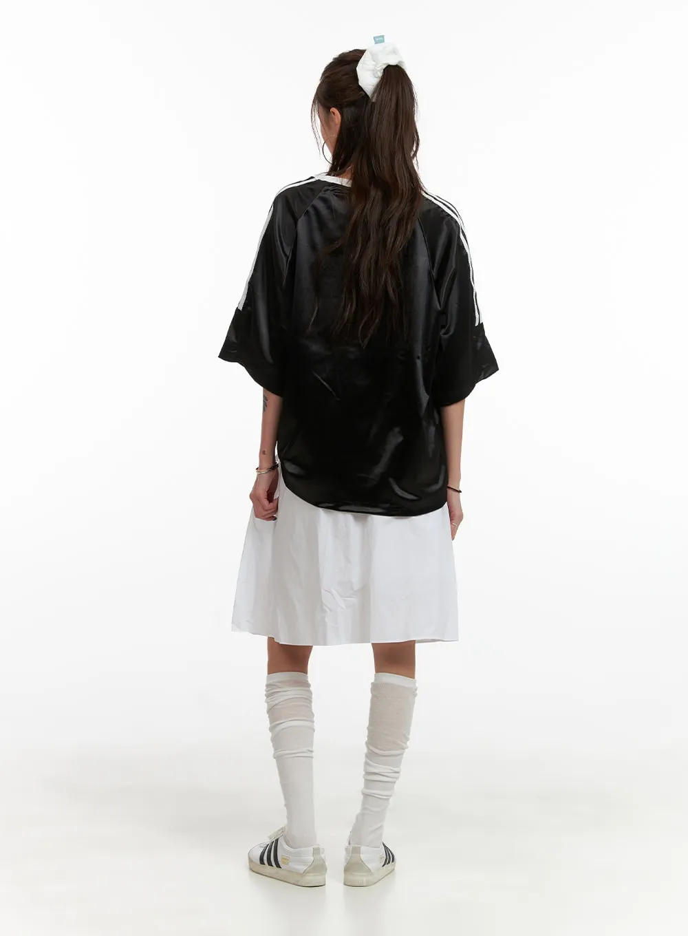 Metallic Round Neck Oversized Tee CY431 sold by Lewkin product image thumbnail 3