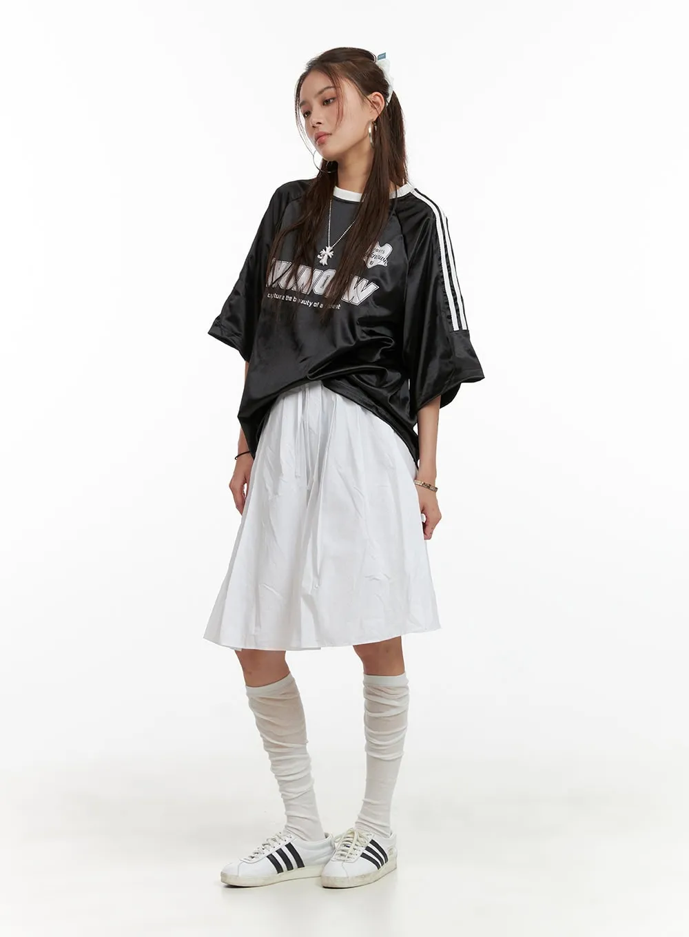 Metallic Round Neck Oversized Tee CY431 sold by Lewkin product image thumbnail 2