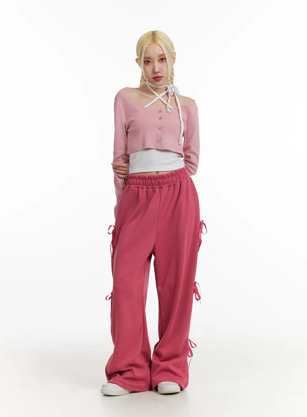 Cozy Ribbon Detail Sweatpants IF408 sold by Lewkin product image thumbnail 2