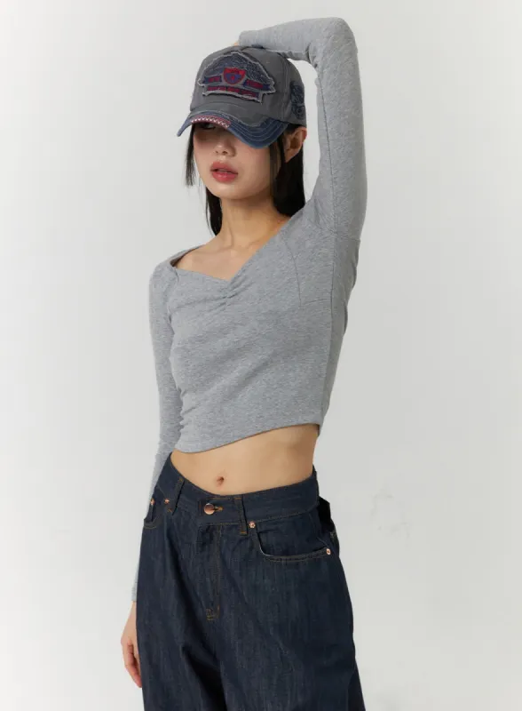 Sweetheart Shirred Crop Top CF407 sold by Lewkin