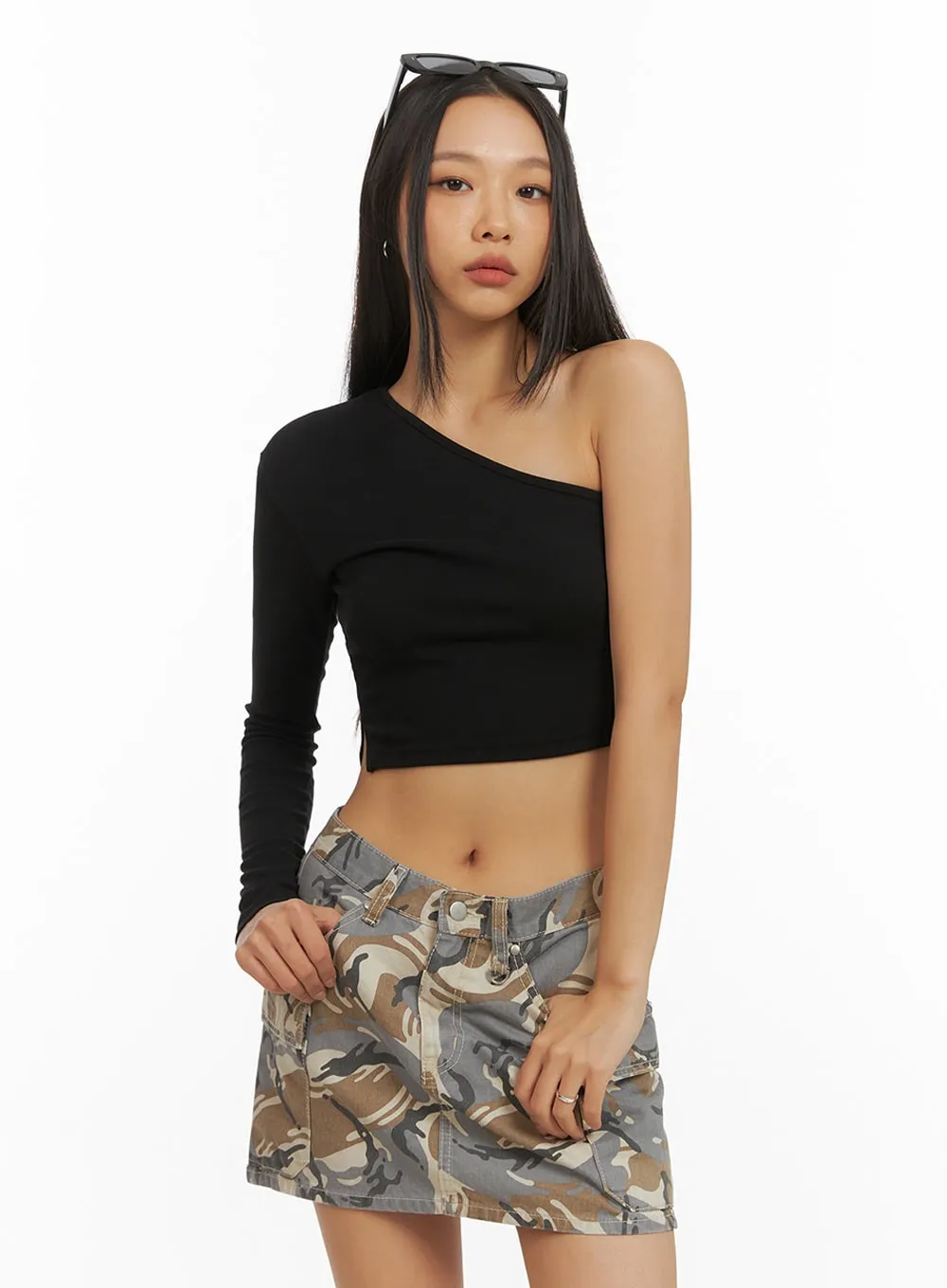 Slit One Shoulder Crop Top IY422 sold by Lewkin product image thumbnail 3