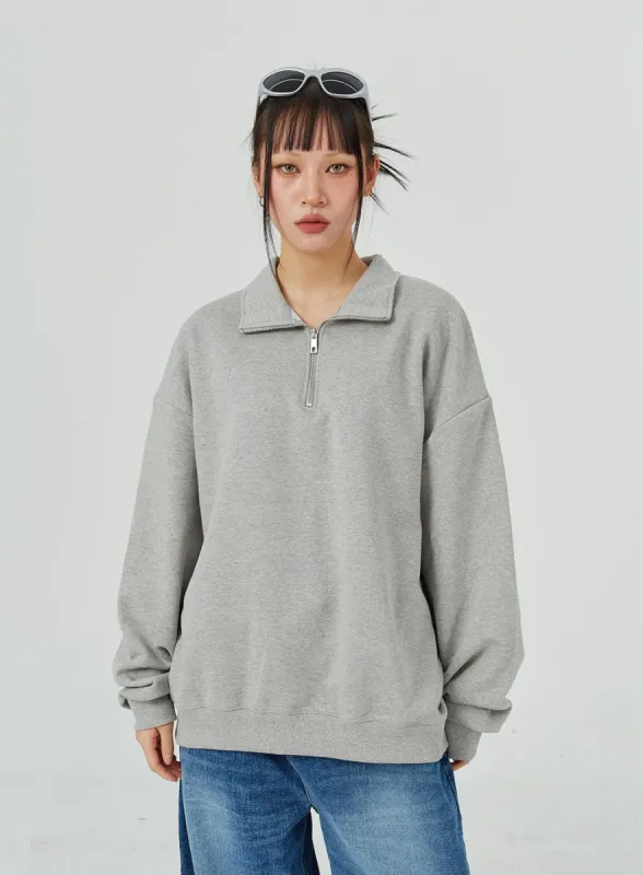 Oversized Half Zip-Up Unisex CM321 sold by Lewkin
