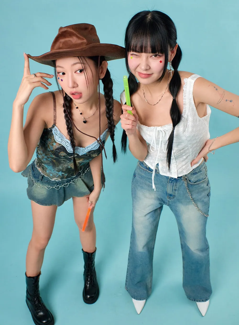 Pleated Denim Mini Skort IJ430 sold by Lewkin product image thumbnail 3