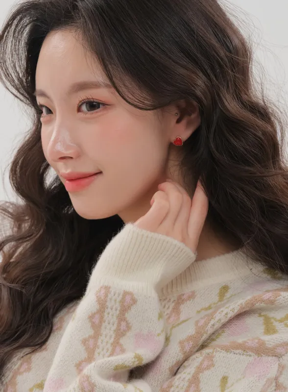 Red Heard Earrings B1801 sold by Lewkin