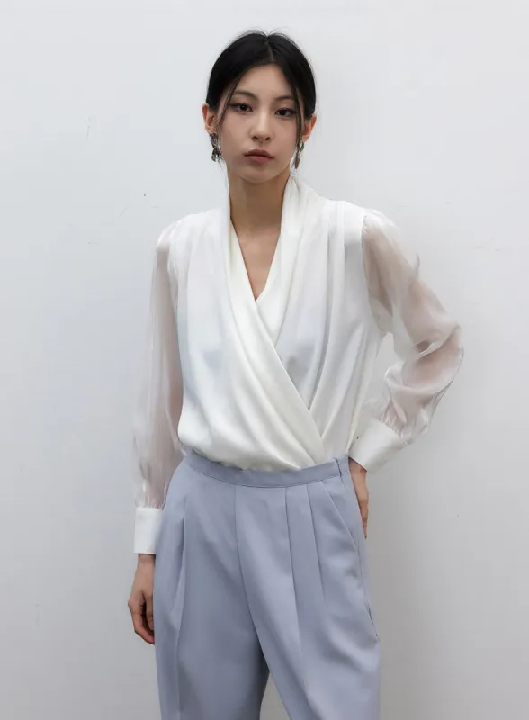 Mesh Sleeve Blouse IY326 sold by Lewkin