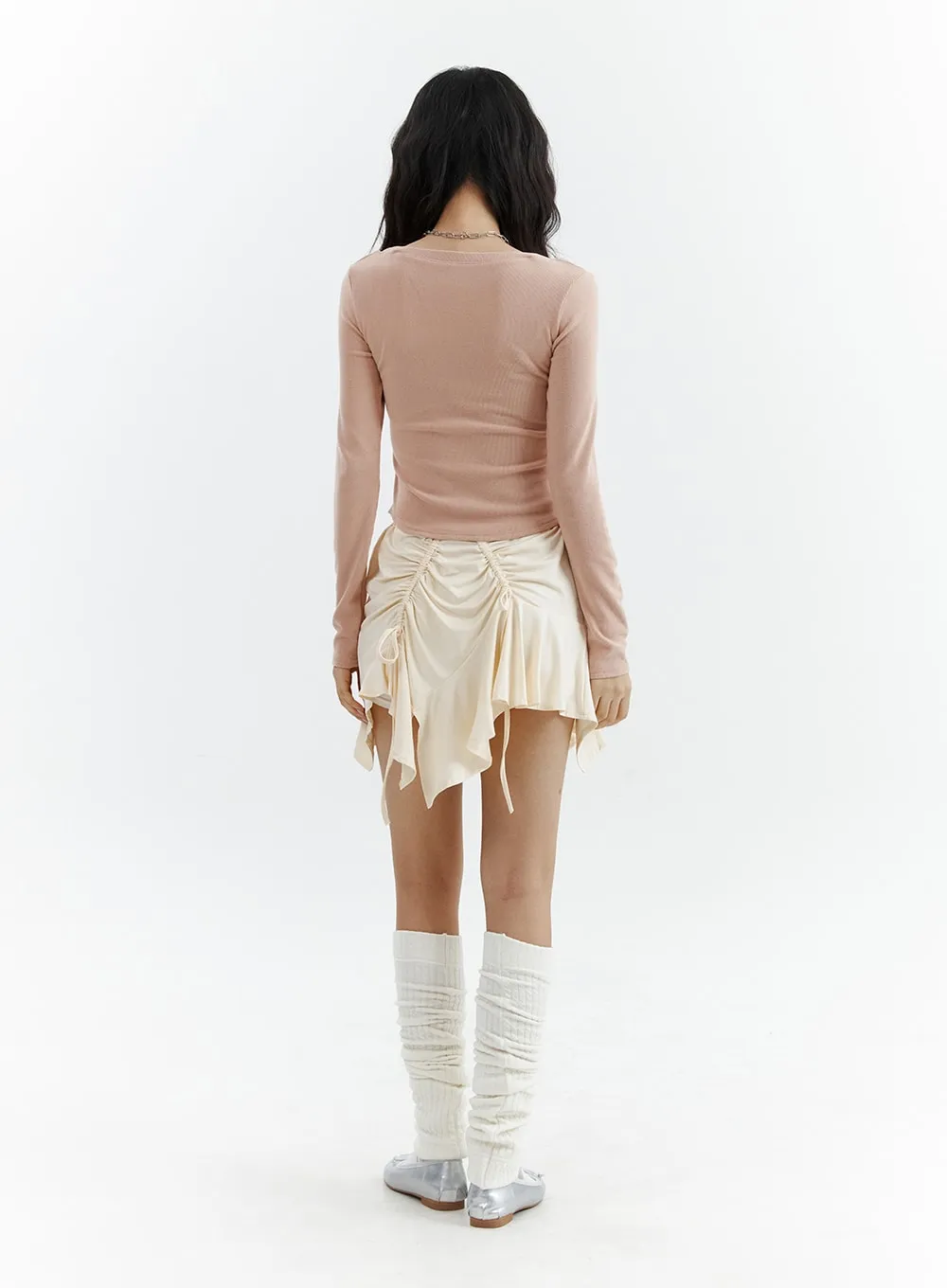 Ribbon Ruffle High Waist Mini Skirt CJ425 sold by Lewkin product image thumbnail 5