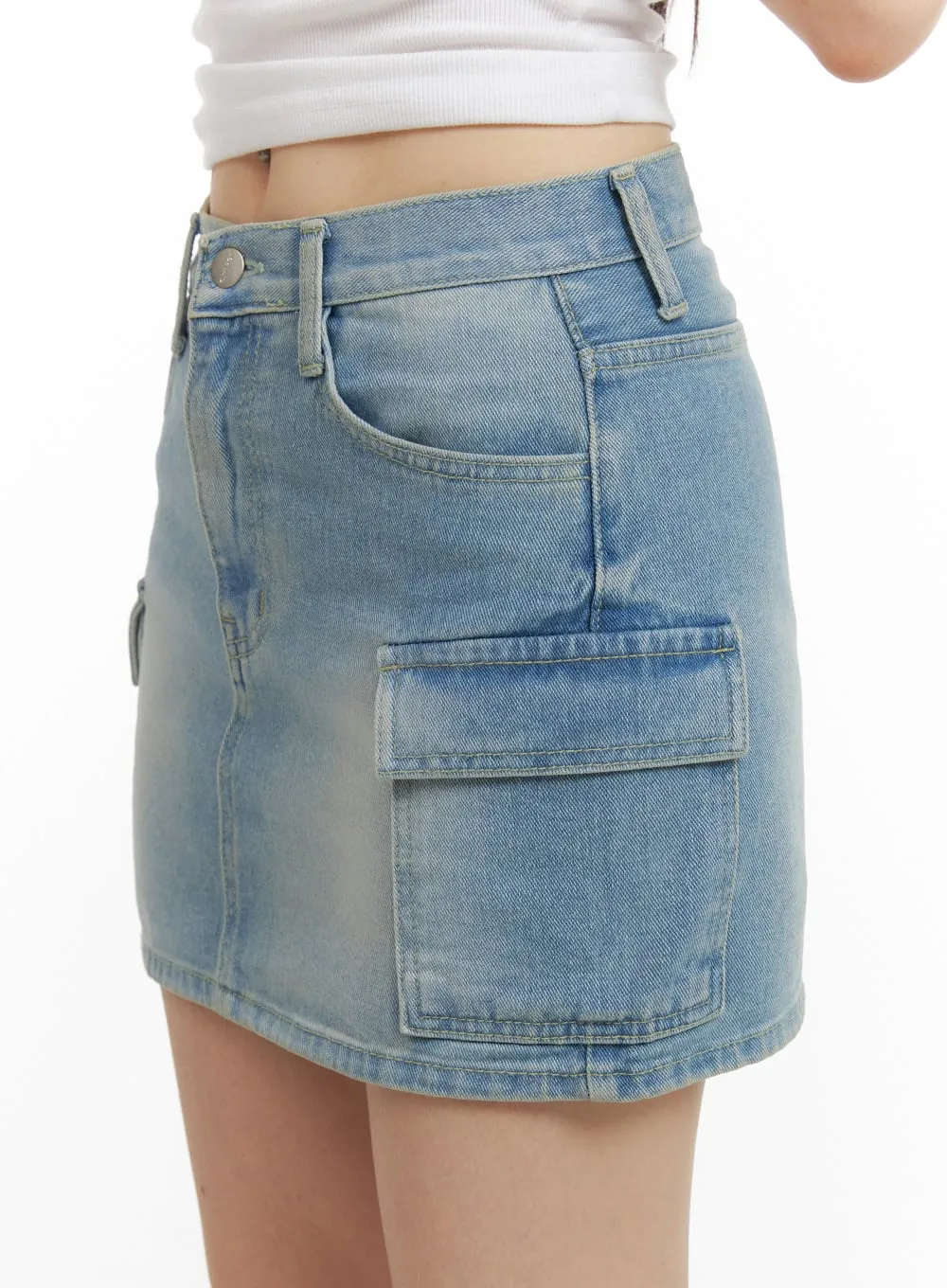 Denim Cargo Mini Skirt CU424 sold by Lewkin product image thumbnail 4