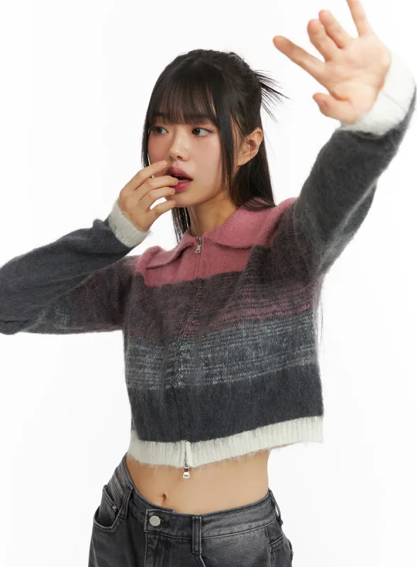 Zipper Knit Cardigan CJ415 sold by Lewkin