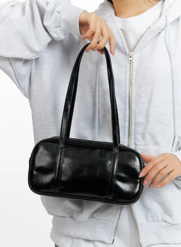 Faux Leather Square Boston Shoulder Bag CM419 sold by Lewkin