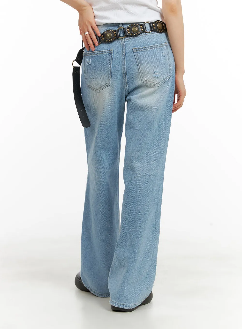 Cotton Washed Straight Jeans CA418 sold by Lewkin product image thumbnail 5