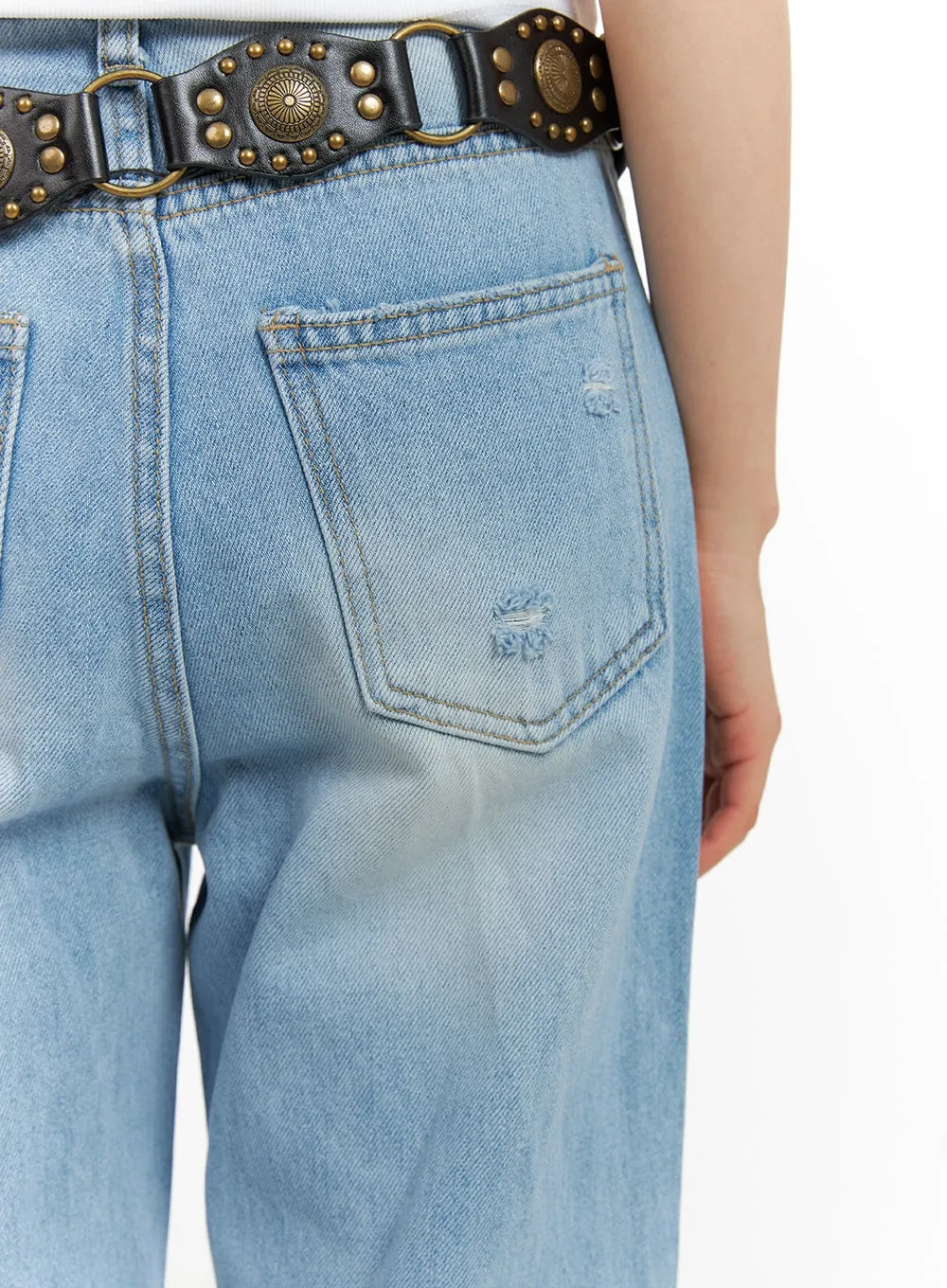 Cotton Washed Straight Jeans CA418 sold by Lewkin product image thumbnail 4