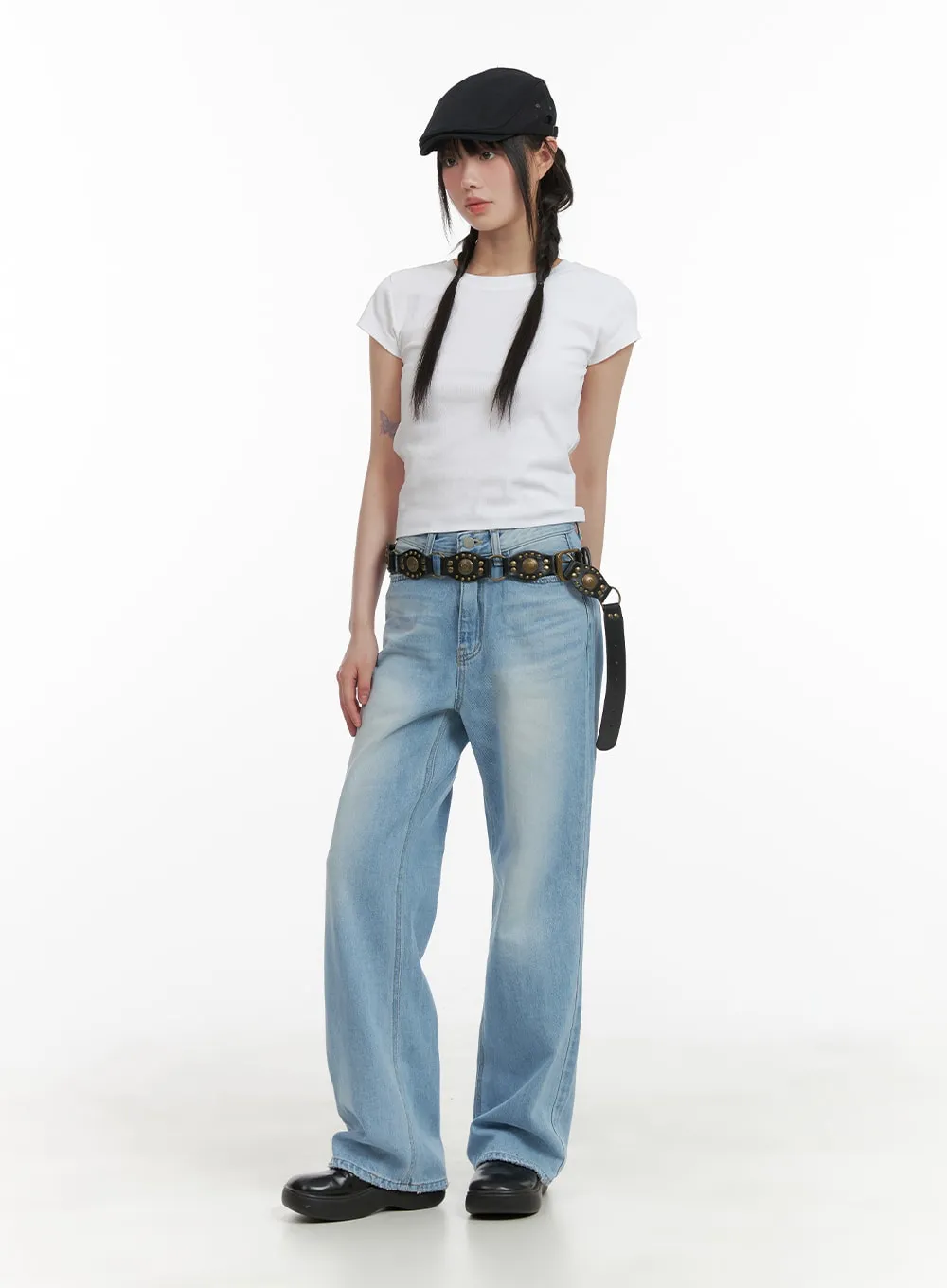 Cotton Washed Straight Jeans CA418 sold by Lewkin product image thumbnail 2