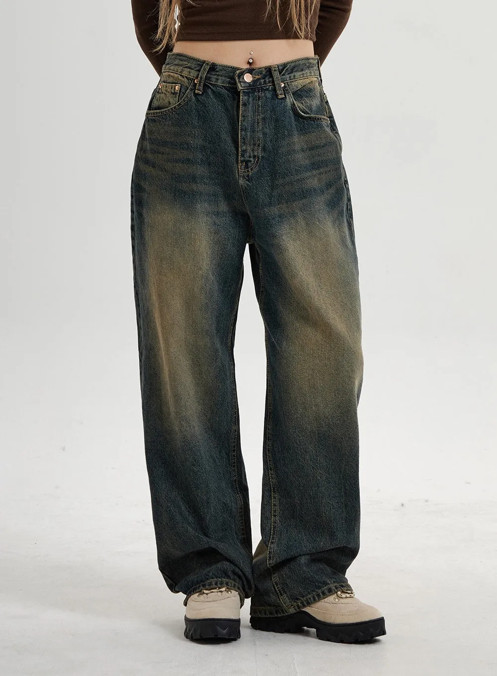 Vintage Washing Wide Leg Denim Pants CN14 sold by Lewkin product image thumbnail 5