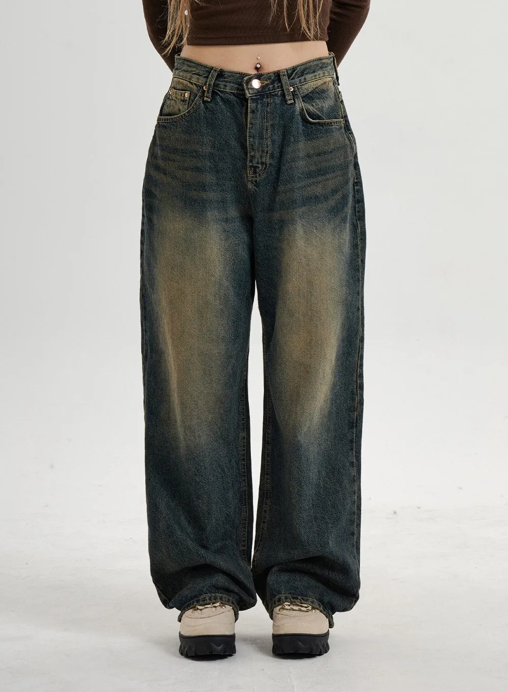 Vintage Washing Wide Leg Denim Pants CN14 sold by Lewkin product image thumbnail 2
