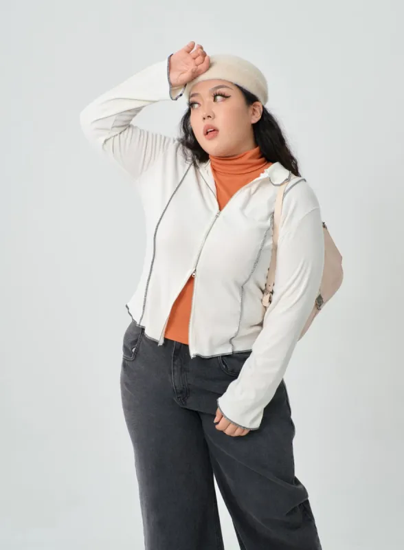 Plus Two Way Zipper Jacket IN16 sold by Lewkin