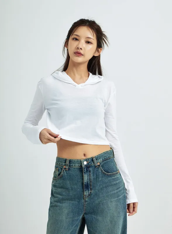 Crop Cotton Hoodie T-Shirt CS08 sold by Lewkin