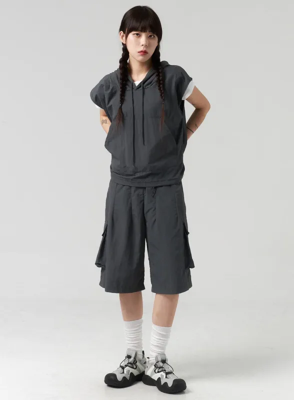 Wide Cargo Nylon Pants CL318 sold by Lewkin