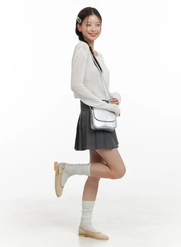 A-Line Pleated Mini Skirt OL411 sold by Lewkin