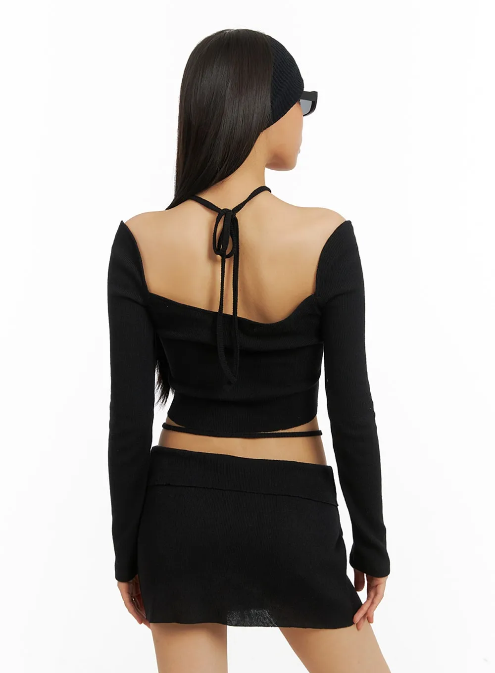 Halter Crop Long Sleeve Top IA417 sold by Lewkin product image thumbnail 5