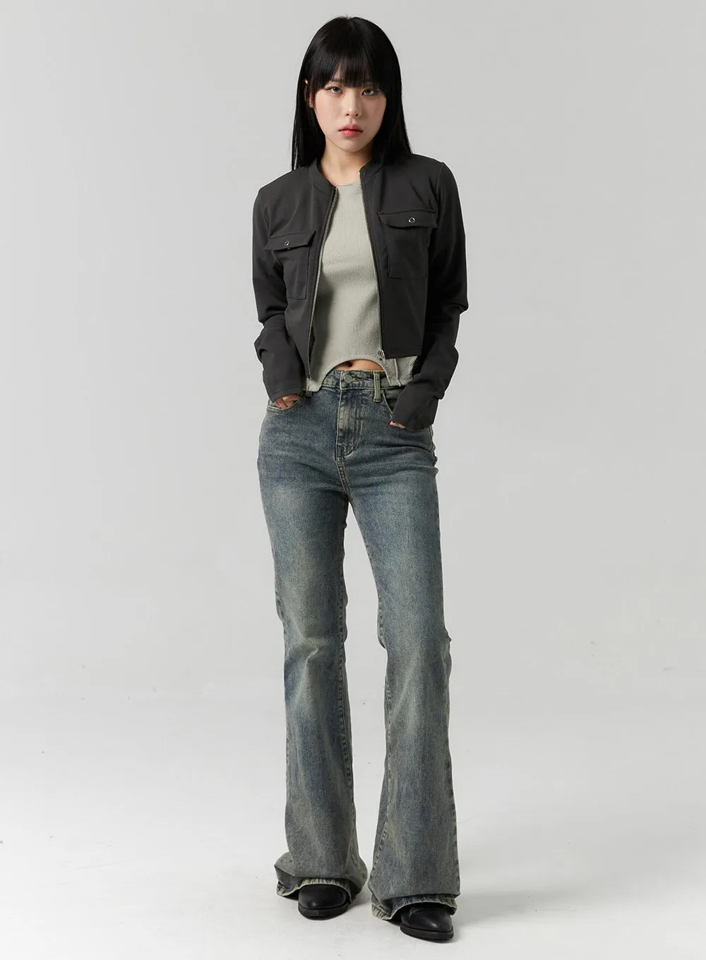 Slim Fit Washed Bootcut Jeans CS312 sold by Lewkin