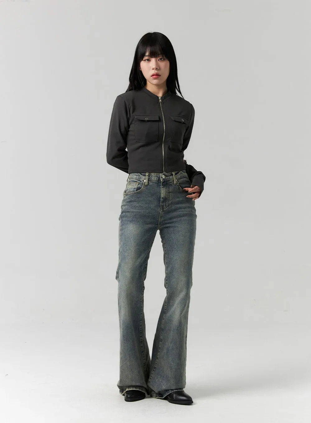 Slim Fit Washed Bootcut Jeans CS312 sold by Lewkin product image thumbnail 4