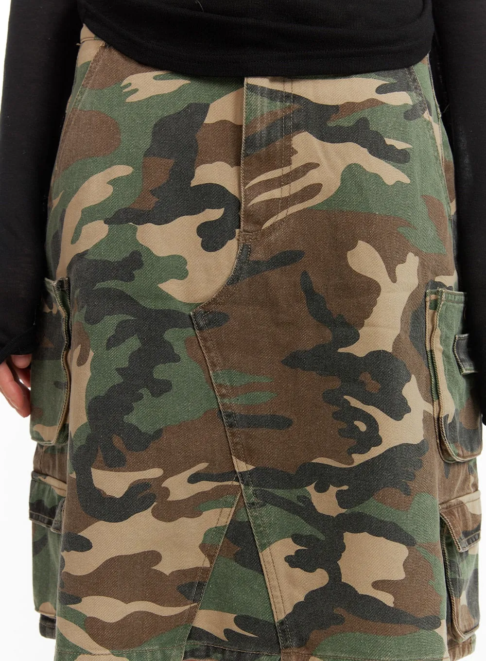 Denim Camo Cargo Midi Skirt CM412 sold by Lewkin product image thumbnail 4