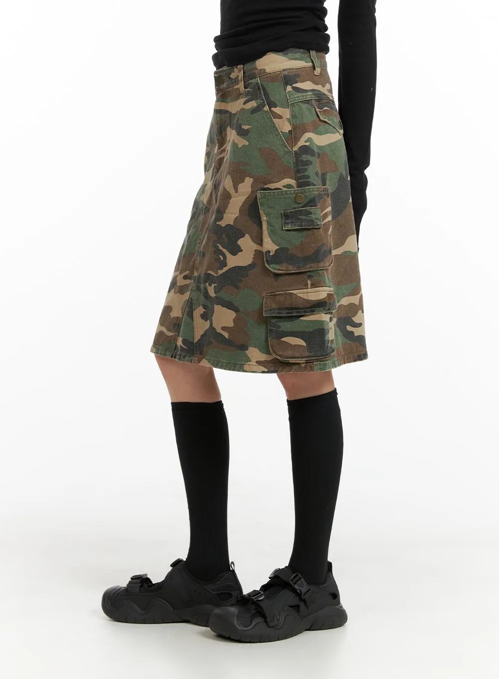 Denim Camo Cargo Midi Skirt CM412 sold by Lewkin product image thumbnail 3
