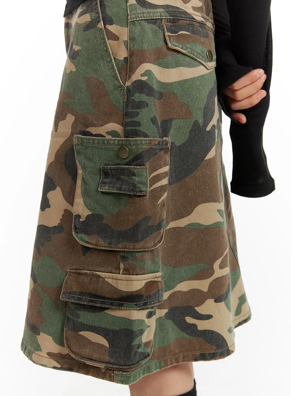 Denim Camo Cargo Midi Skirt CM412 sold by Lewkin product image thumbnail 5
