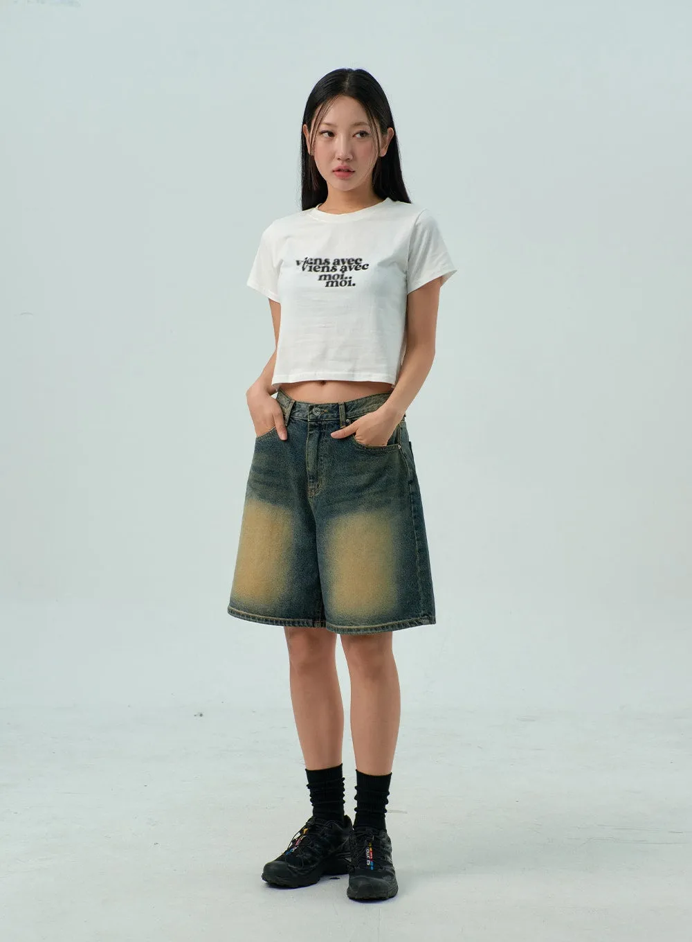 Wide Bermuda Denim Pants CY330 sold by Lewkin product image thumbnail 3