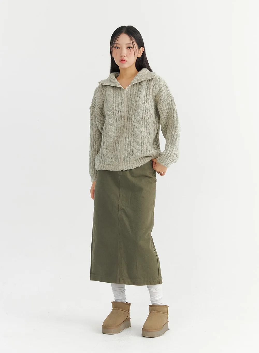 Long Slim-Fit Cotton Skirt CO324 sold by Lewkin product image thumbnail 4
