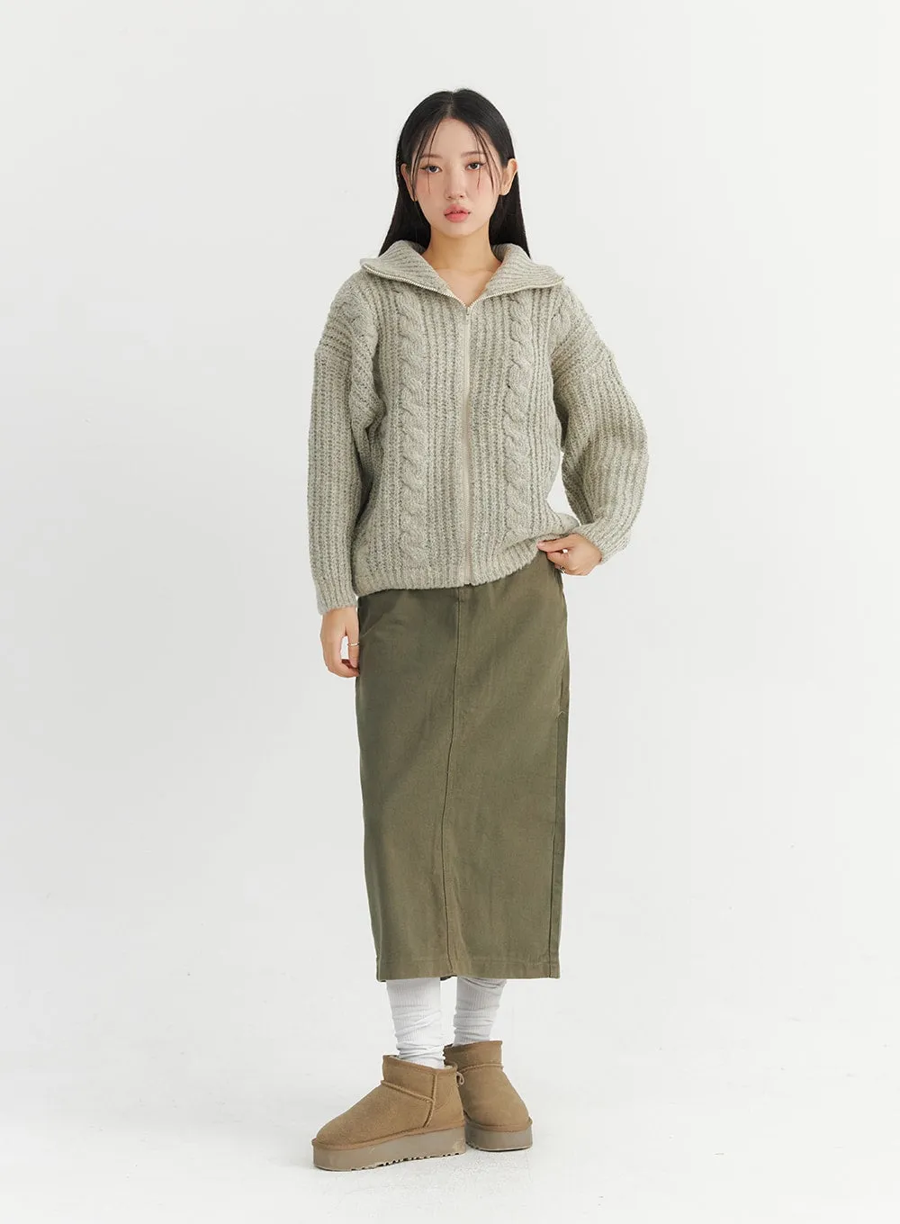Long Slim-Fit Cotton Skirt CO324 sold by Lewkin product image thumbnail 3