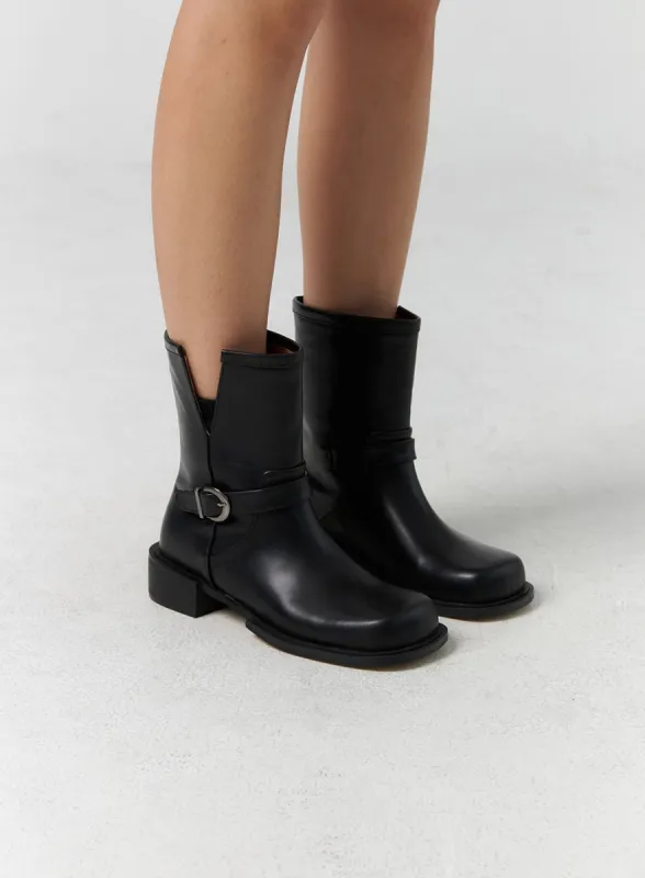 Buckle Faux Leather Boots CS308 sold by Lewkin