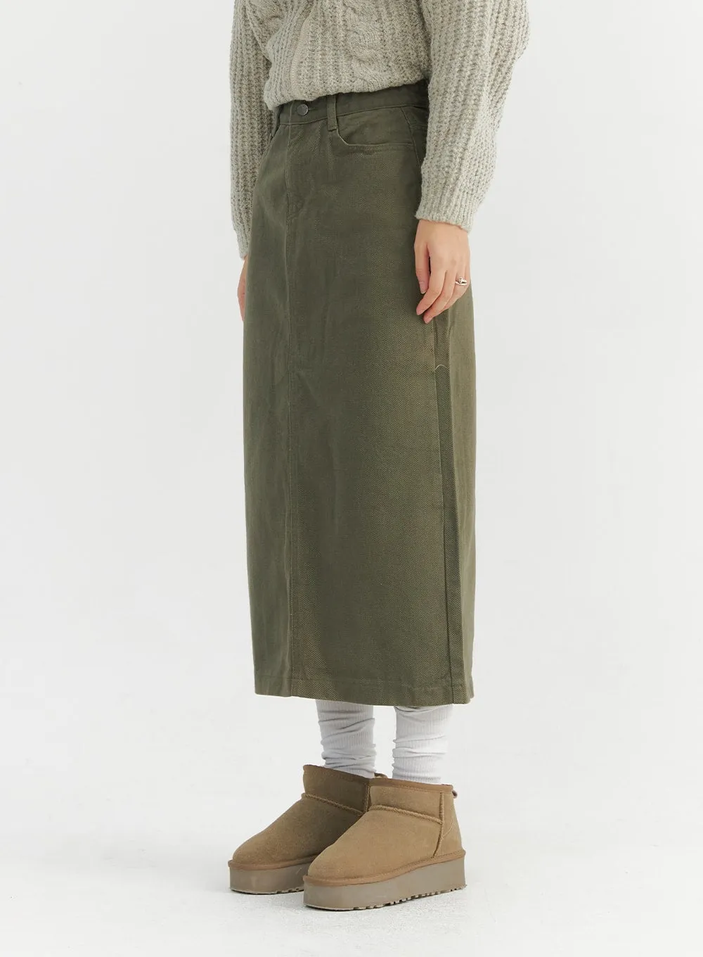 Long Slim-Fit Cotton Skirt CO324 sold by Lewkin product image thumbnail 5