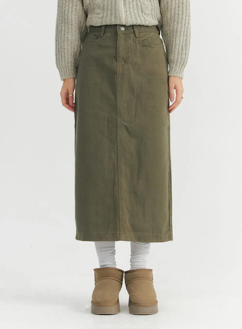 Long Slim-Fit Cotton Skirt CO324 sold by Lewkin product image thumbnail 2