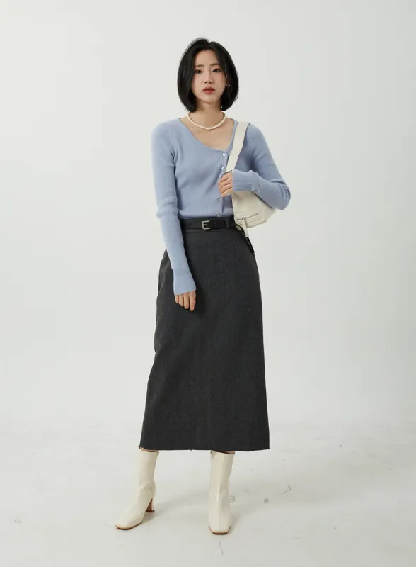 Wool Blend Maxi Skirt OJ310 sold by Lewkin