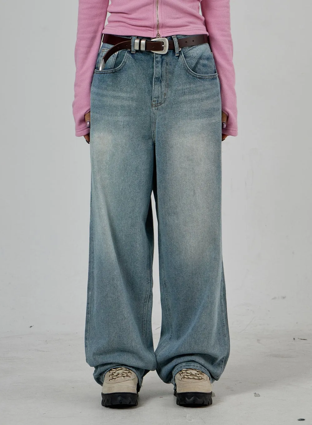 Light Wash Baggy Jeans Unisex CD26 sold by Lewkin product image thumbnail 5